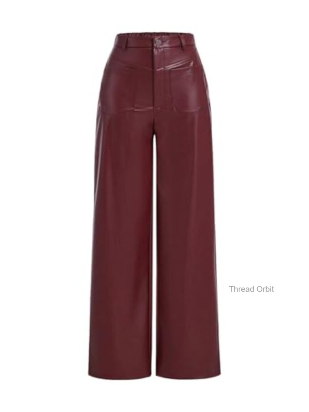 Faux Leather Wide Leg Trousers High Waisted Pants